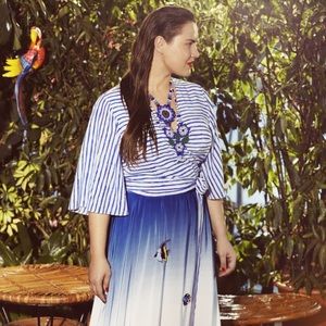 Eloquii Teresa Maccapani Missoni Silk Blue Cross Wrap Top 20